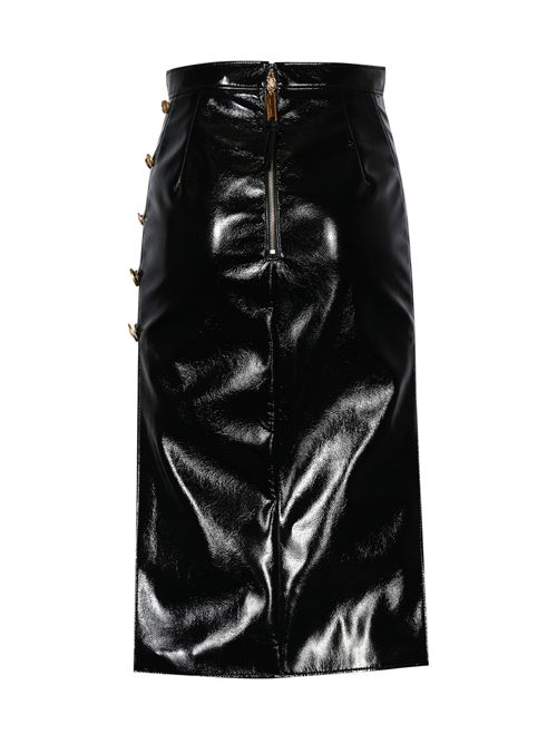 Gonna in vinile con bottoni gioiello Elisabetta Franchi | GO12757E2110